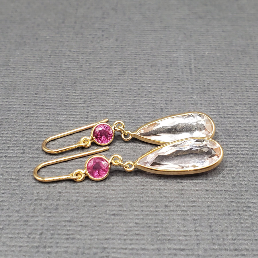 PINK TOURMALINE AND MORGANITE EARRINGS