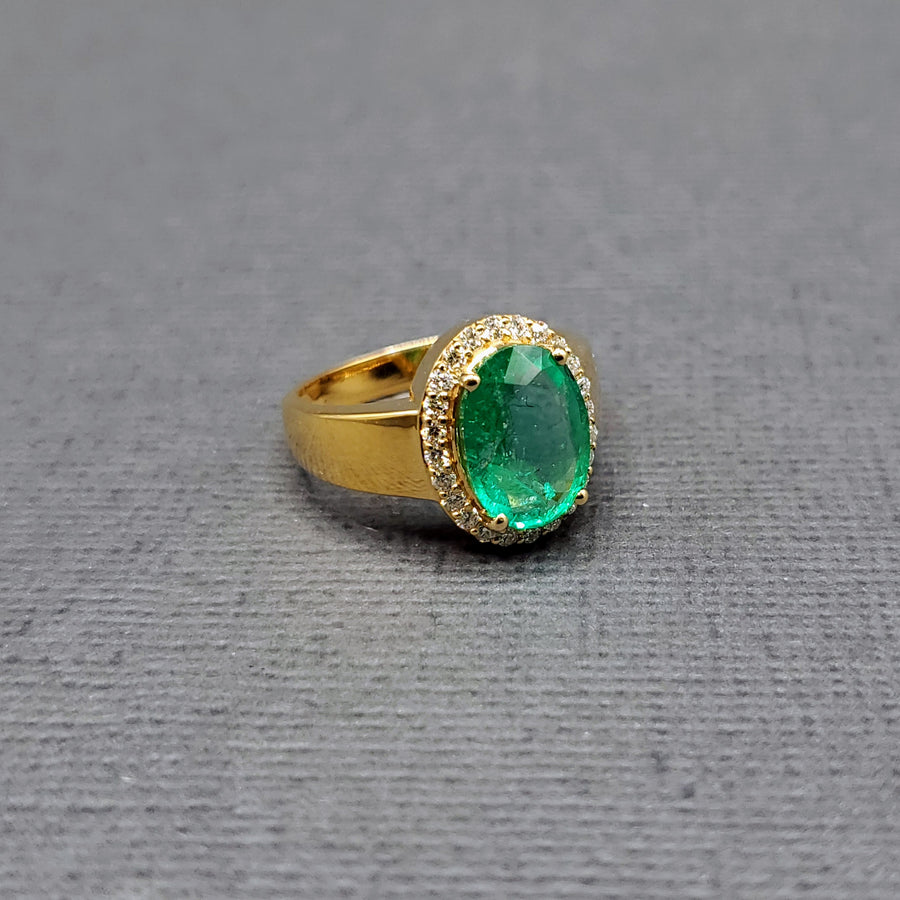 Emerald Pave Diamond Ring