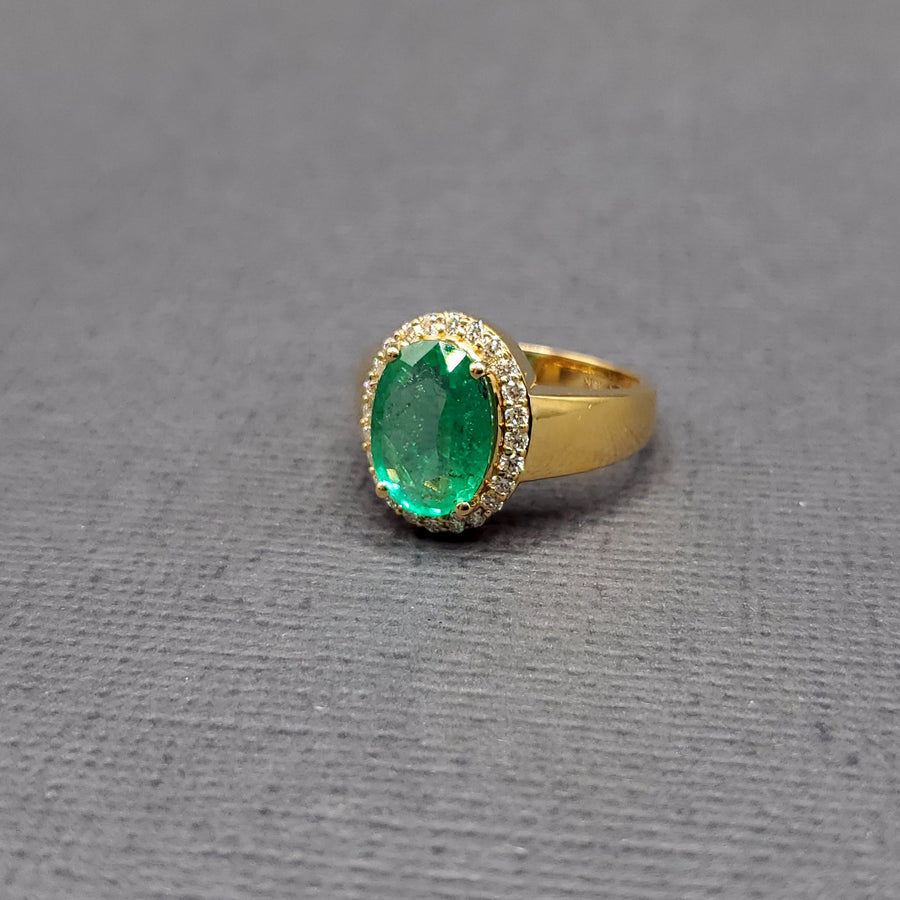 Emerald Pave Diamond Ring