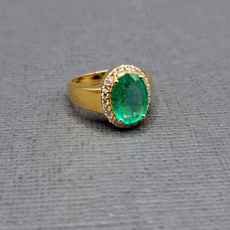 Emerald Pave Diamond Ring