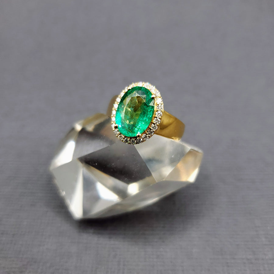 Emerald Pave Diamond Ring