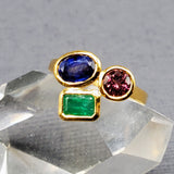 SAPPHIRE, EMERALD, RUBY CLUSTER RING