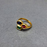 SAPPHIRE, EMERALD, RUBY CLUSTER RING