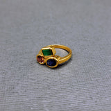 SAPPHIRE, EMERALD, RUBY CLUSTER RING