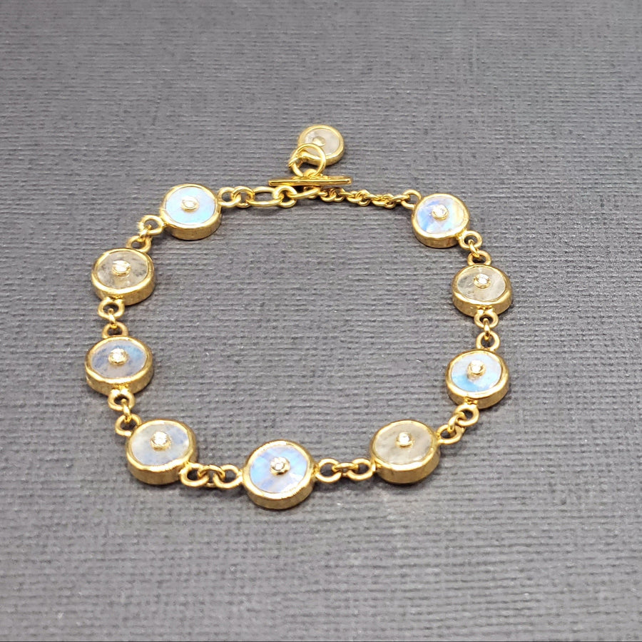 MOONSTONE AND DIAMOND SUN BRACELET