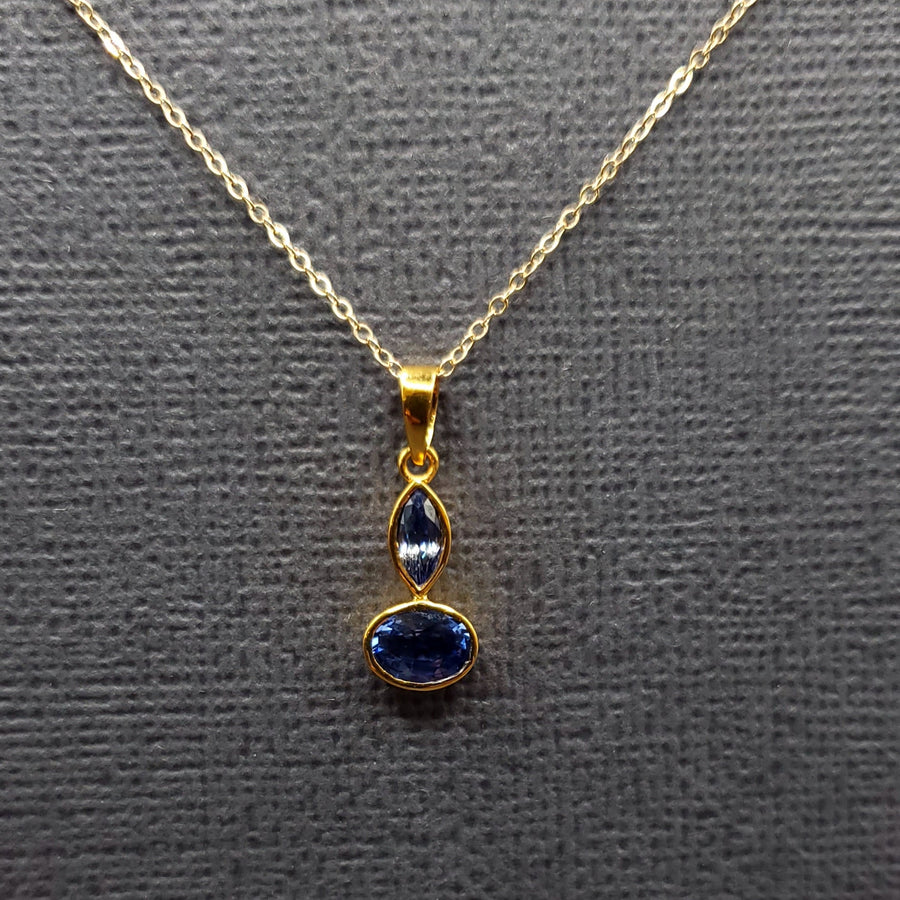 DOUBLE EMERALD OR SAPPHIRE PENDANT