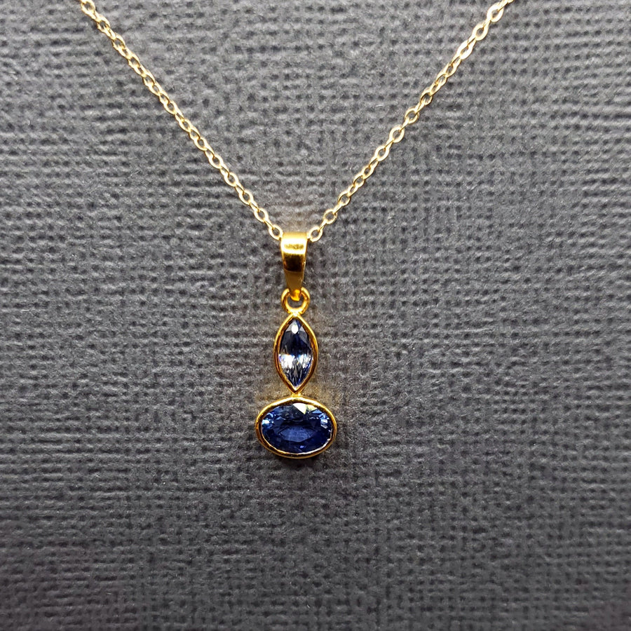 DOUBLE EMERALD OR SAPPHIRE PENDANT