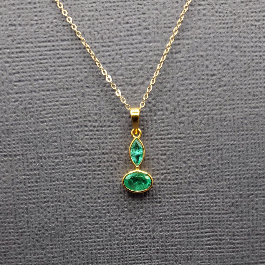 DOUBLE EMERALD PENDANT