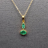 DOUBLE EMERALD OR SAPPHIRE PENDANT