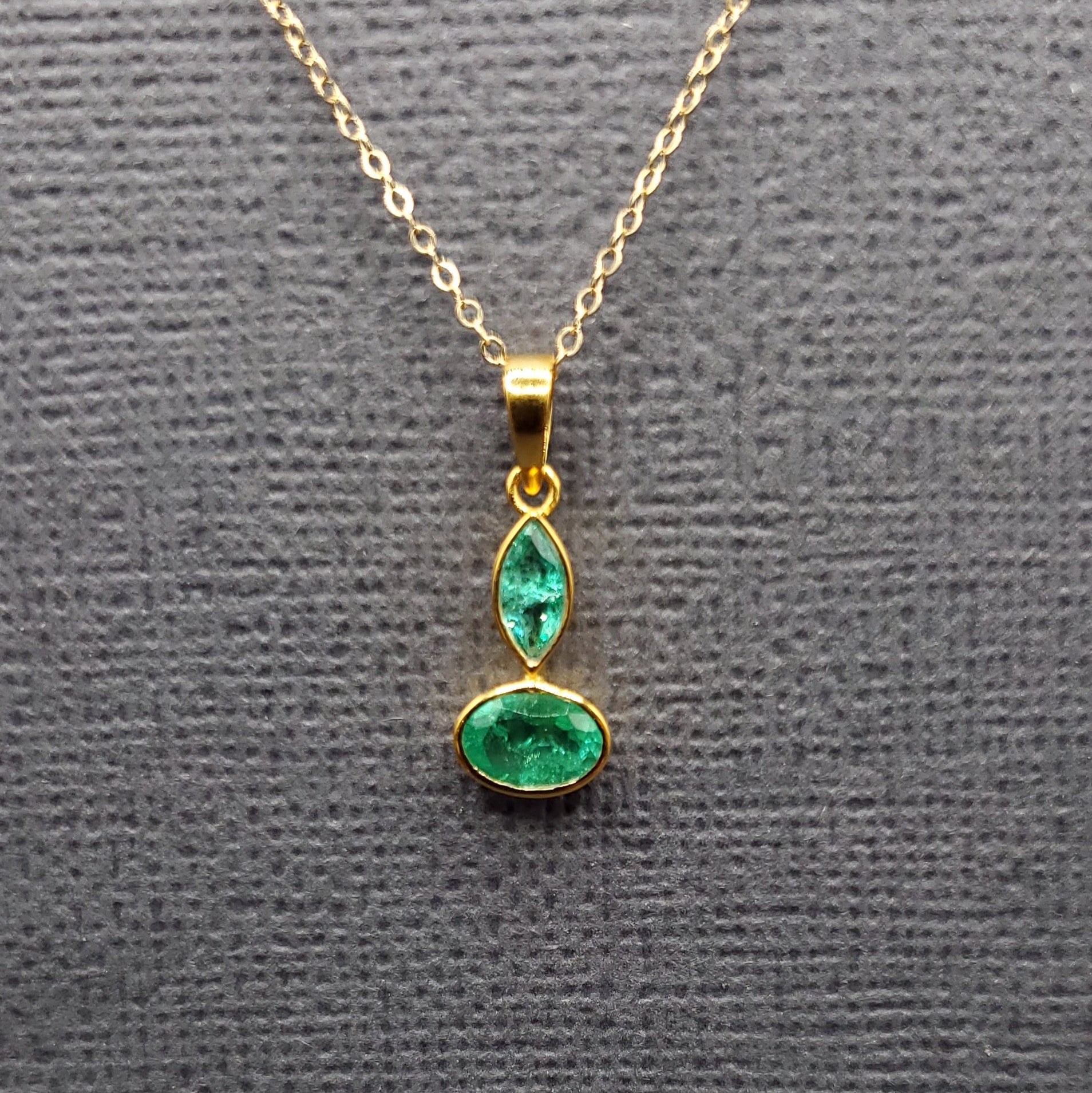 DOUBLE EMERALD OR SAPPHIRE PENDANT