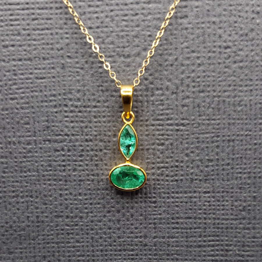 DOUBLE EMERALD PENDANT