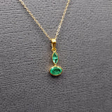 DOUBLE EMERALD OR SAPPHIRE PENDANT