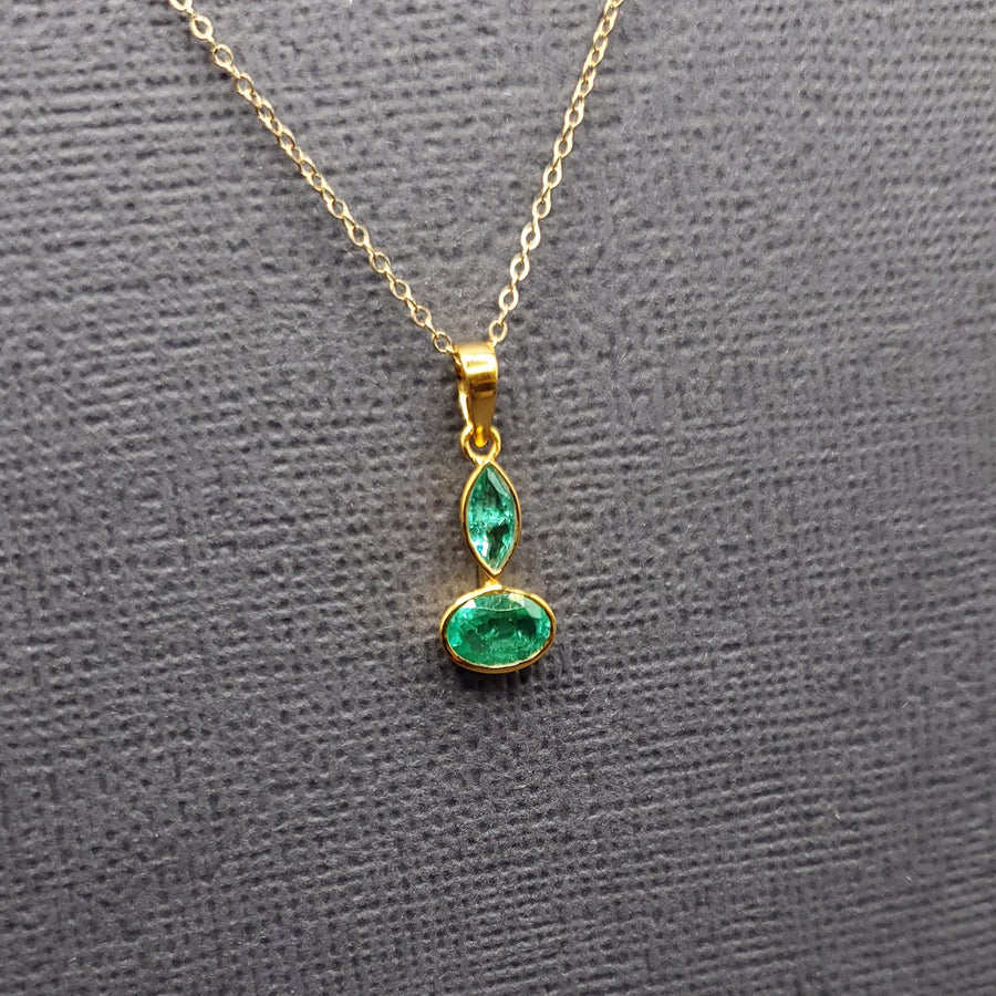 DOUBLE EMERALD PENDANT