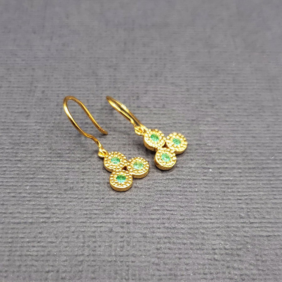 GEMSTONE TRIO GOLD EARRINGS