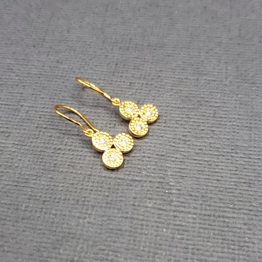 GEMSTONE TRIO GOLD EARRINGS