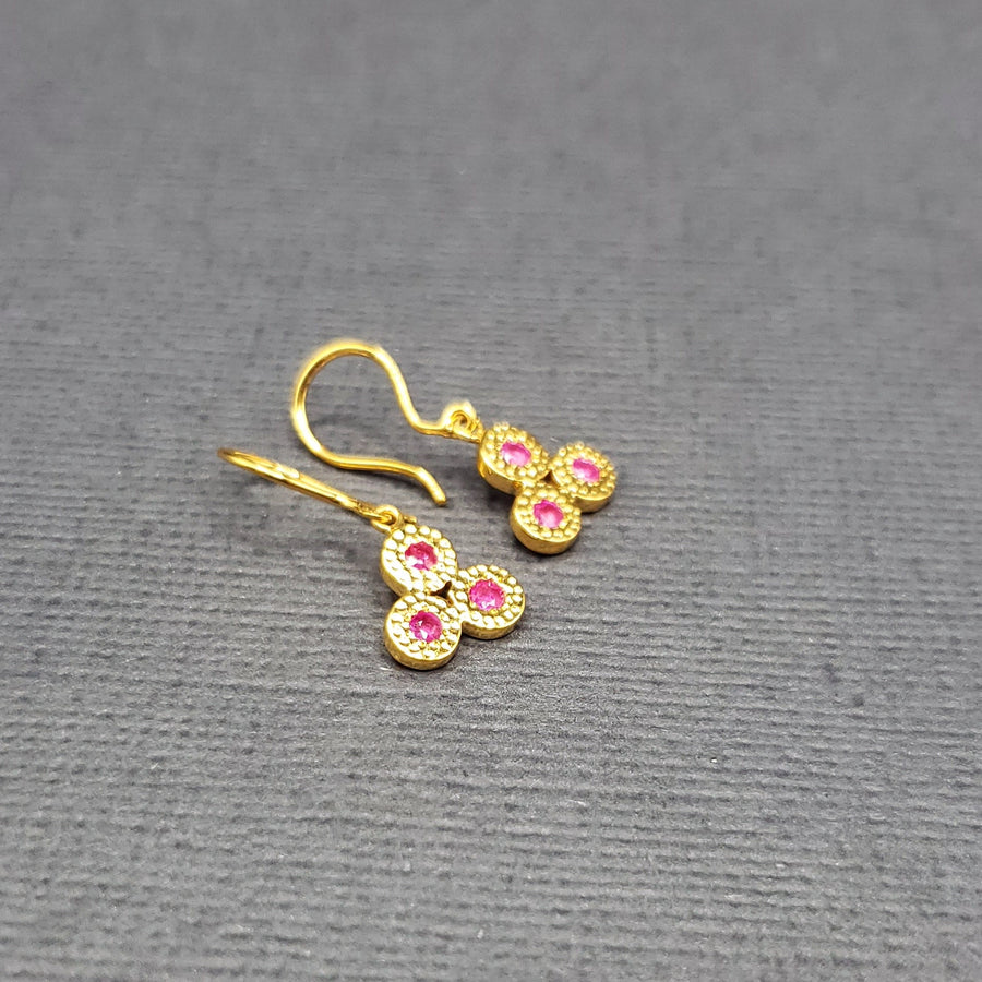 GEMSTONE TRIO GOLD EARRINGS