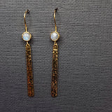 HAMMERED BAR GOLD GEMSTONE EARRINGS