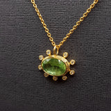 KYANITE AND DIAMONDS SUN BURST PENDANT