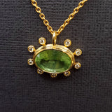 KYANITE AND DIAMONDS SUN BURST PENDANT