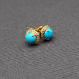 DIAMOND TURQUOISE STUD EARRINGS
