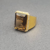 SMOKY TOPAZ PAVE RING
