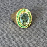 KYANITE-EMERALDS GOLD RING