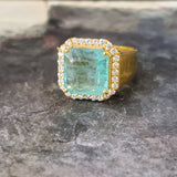 EMERALD GOLD PAVE RING