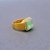 EMERALD GOLD PAVE RING