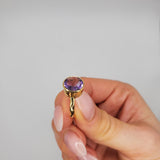 AMETHYST GOLD RING ROUND-CUT