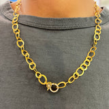 HAMMERED LINK CHAIN WITH DIAMOND CLASP