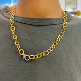 HAMMERED LINK CHAIN WITH DIAMOND CLASP