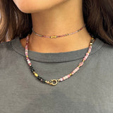 TOURMALINE BEADED DIAMOND CLASP NECKLACE