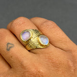 MOONSTONE HAMMERED RING