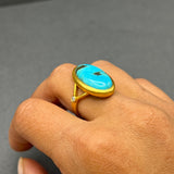 TURQUOISE DIAMOND GOLD RING