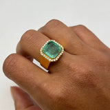 EMERALD GOLD PAVE RING