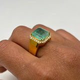 EMERALD GOLD PAVE RING
