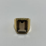 SMOKY TOPAZ PAVE RING