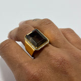 SMOKY TOPAZ PAVE RING