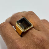 SMOKY TOPAZ PAVE RING