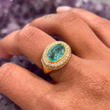 OVAL EMERALD PAVE DIAMOND RING