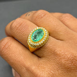 OVAL EMERALD PAVE DIAMOND RING