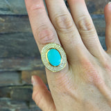 3 ROUND SHIELD TURQUOISE RING