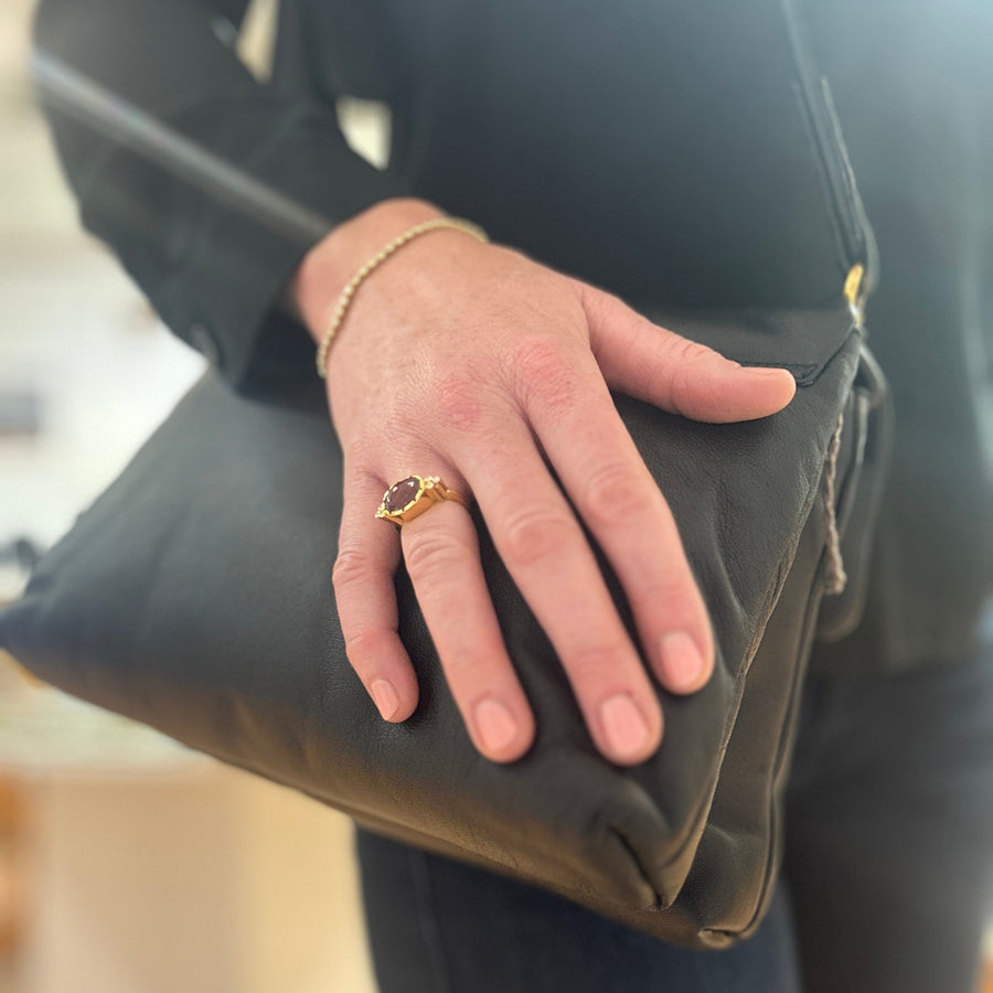 PINK TOURMALINE DIAMONDS GOLD RING