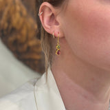 PERIDOT/TOURMALINE GOLD EARRINGS