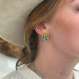 PERIDOT BLUE TOPAZ GOLD POST EARRINGS