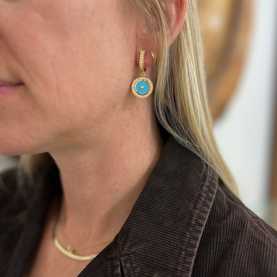 TURQUOISE SUN GOLD EARRINGS