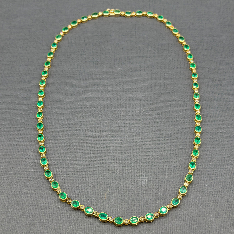 EMERALD AND DIAMOND ETERNITY NECKLACE