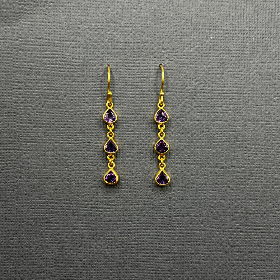 AMETHYST GOLD EARRINGS