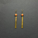 HAMMERED BAR GOLD GEMSTONE EARRINGS