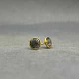 BLACK RUTILE GOLD POST EARRINGS